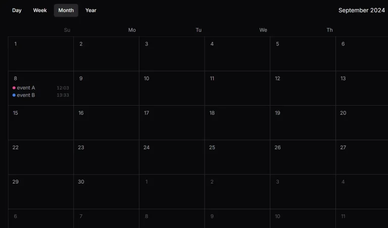 Full Calendar for shadcn month view