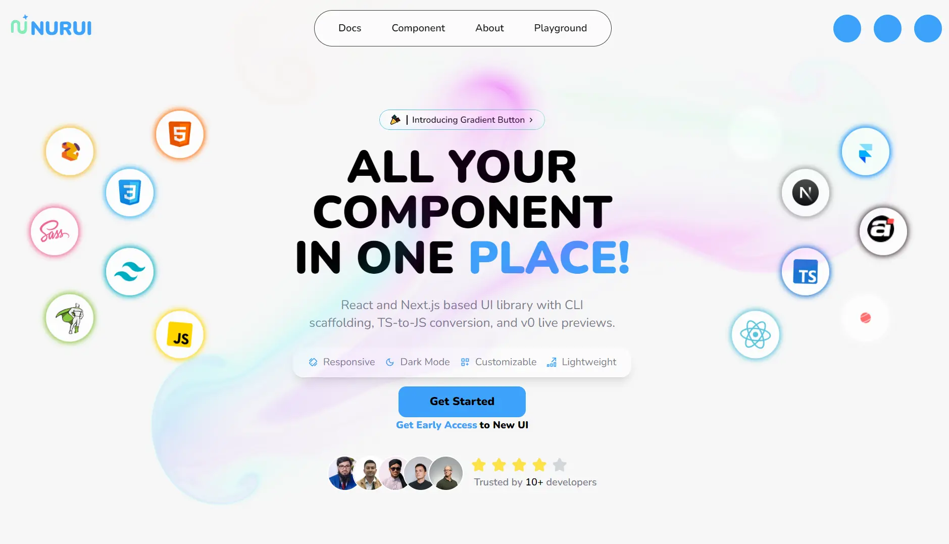Modern React UI Component Library for Next.js - Nurui
