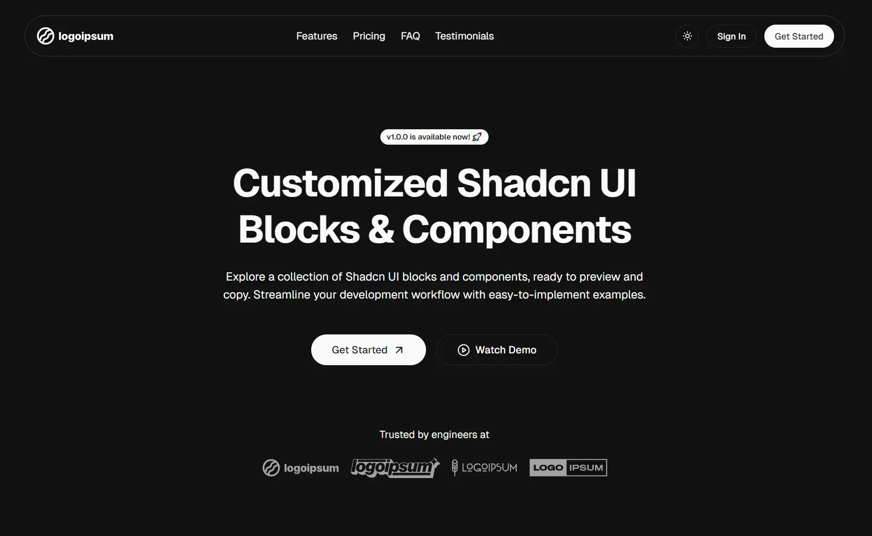 Next.js Landing Page Template with Shadcn/UI