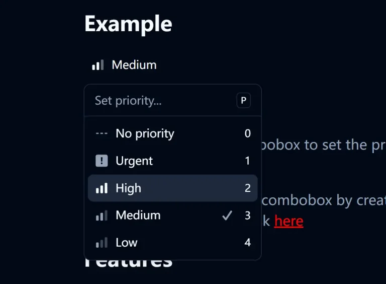 Linear.app-Style Priority Combobox Component for shadcn/ui