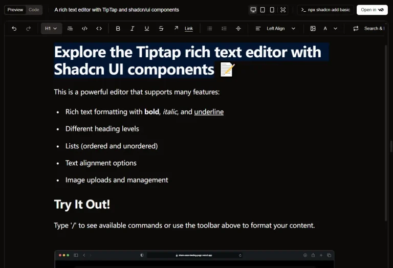 Customizable Rich Text Editor with shadcn/ui & Lexical - shadcn-editor