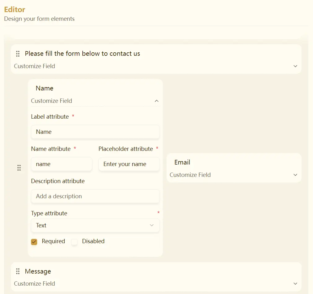 TANCN Form Builder Edit Fields