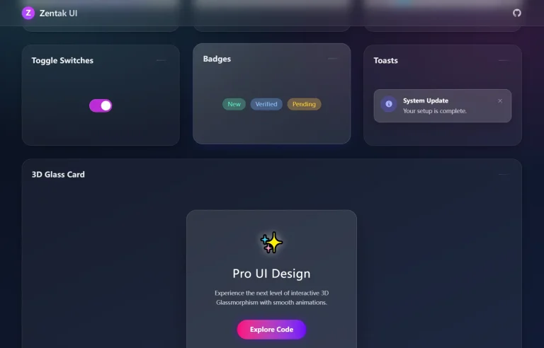 glassmorphism-zentak-ui