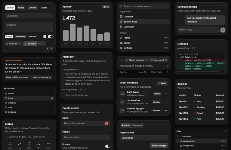 Solid Glass: Glass Theme and AI Agent Components for shadcn/ui